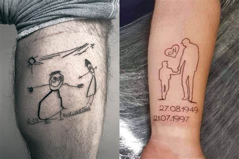 tattoo padre e figli|Tatuaggio padre e figlia: stilizzati, simbolici, per mano。